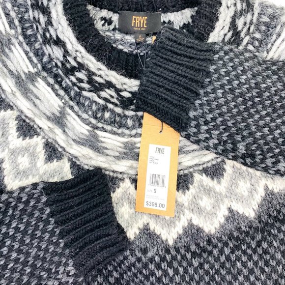 Frye Oversized Chunky Knit UNISEX Fair Isle Sweater Wool Alpaca Blend NWT - Picture 5 of 10